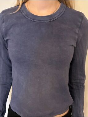aerie Vintage Indigo Long-Sleeve Crewneck Top